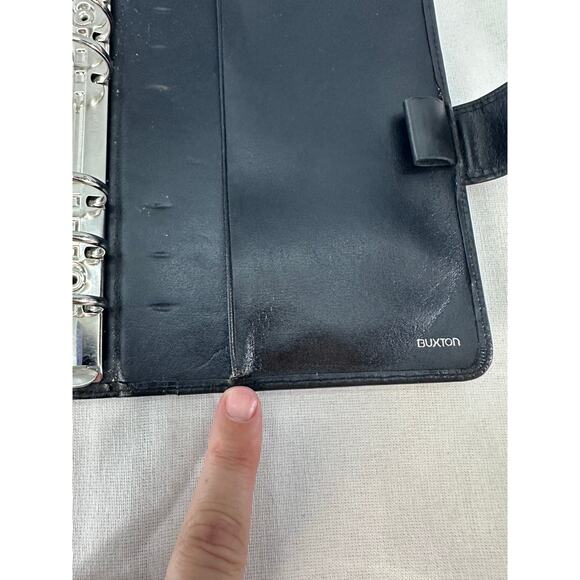Buxton Black Leather Day Planner 6 Ring Binder 7.5” Organizer Snap ClosureOffice - Picture 6 of 8